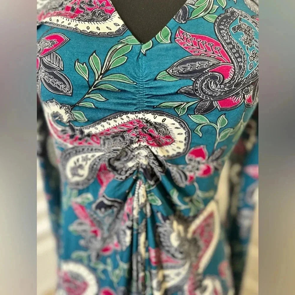 NWT | Ella Moon | Boho Long Sleeve Ruched Dress - Size S - Picture 6 of 8